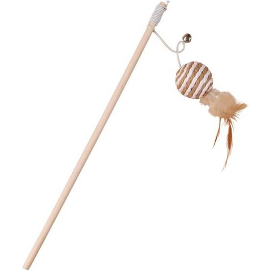 Jouet Plumes Chat Bâton Bois Interactive Clochette - Image 1
