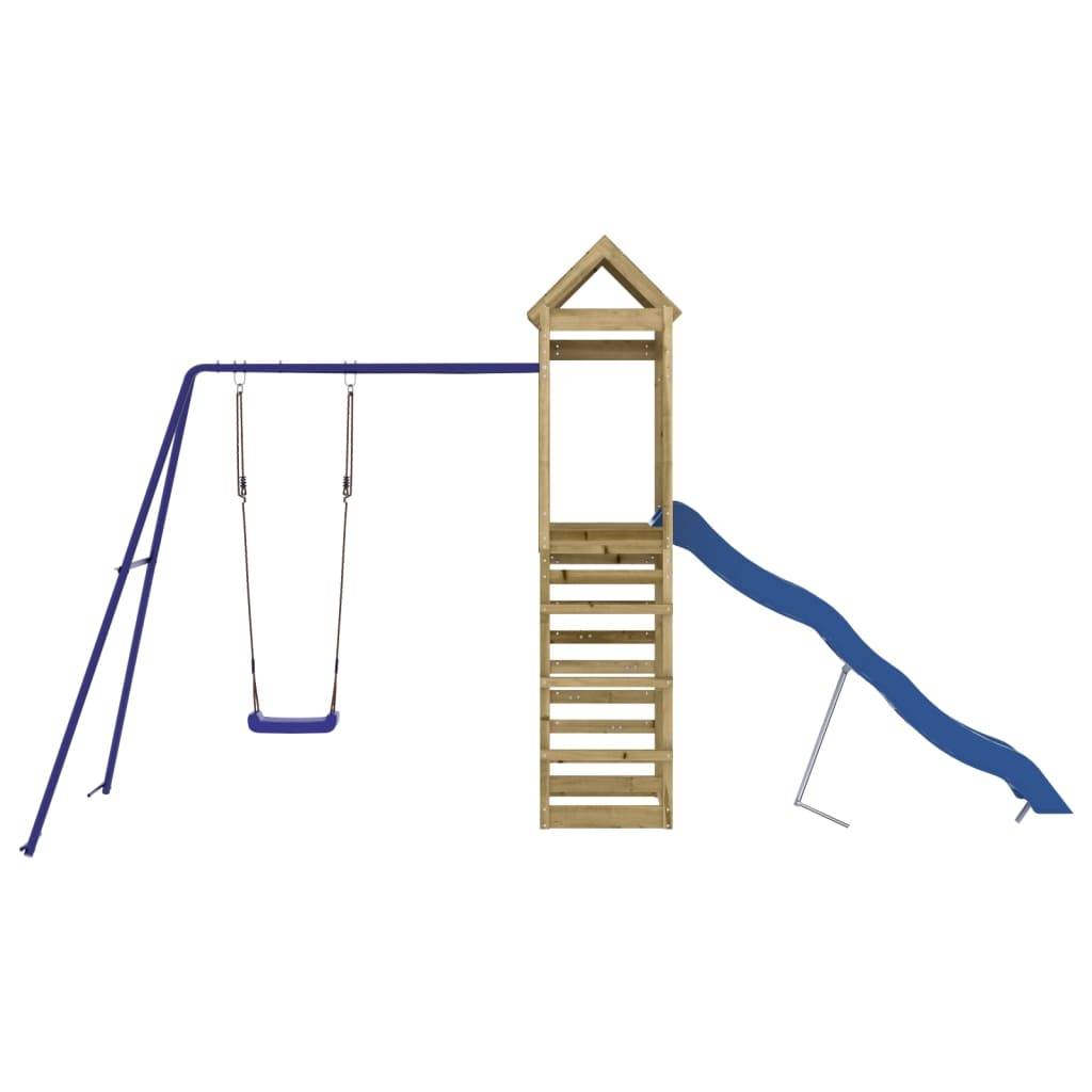 Helloshop26 - Aire de jeux d'extérieur balançoires toboggan portiques robuste jeux jardin 422 x 185 x 239 cm bois de pin imprégné - Imagen 2