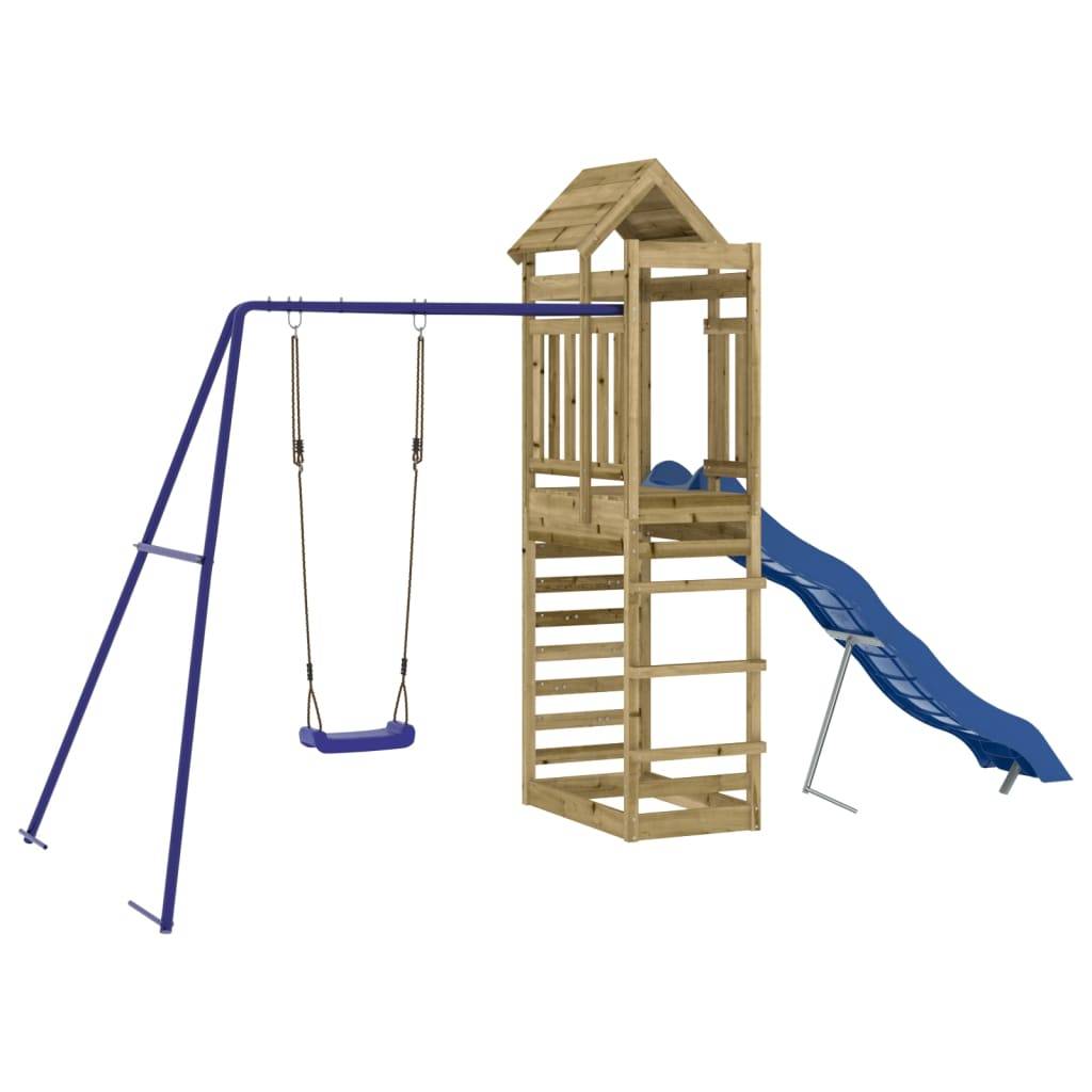Helloshop26 - Aire de jeux d'extérieur balançoires toboggan portiques robuste jeux jardin 422 x 185 x 239 cm bois de pin imprégné - Imagen 1