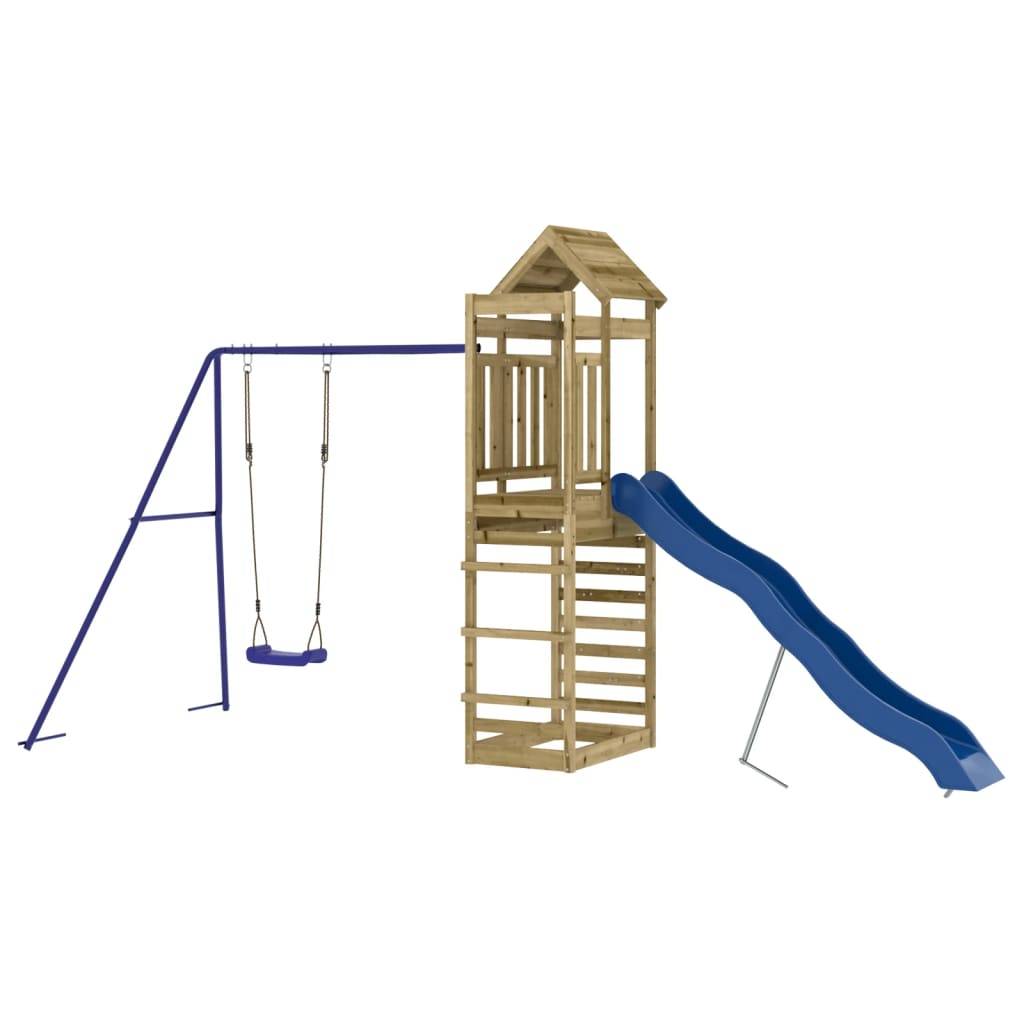 Helloshop26 - Aire de jeux d'extérieur balançoires toboggan portiques robuste jeux jardin 422 x 185 x 239 cm bois de pin imprégné - Imagen 3