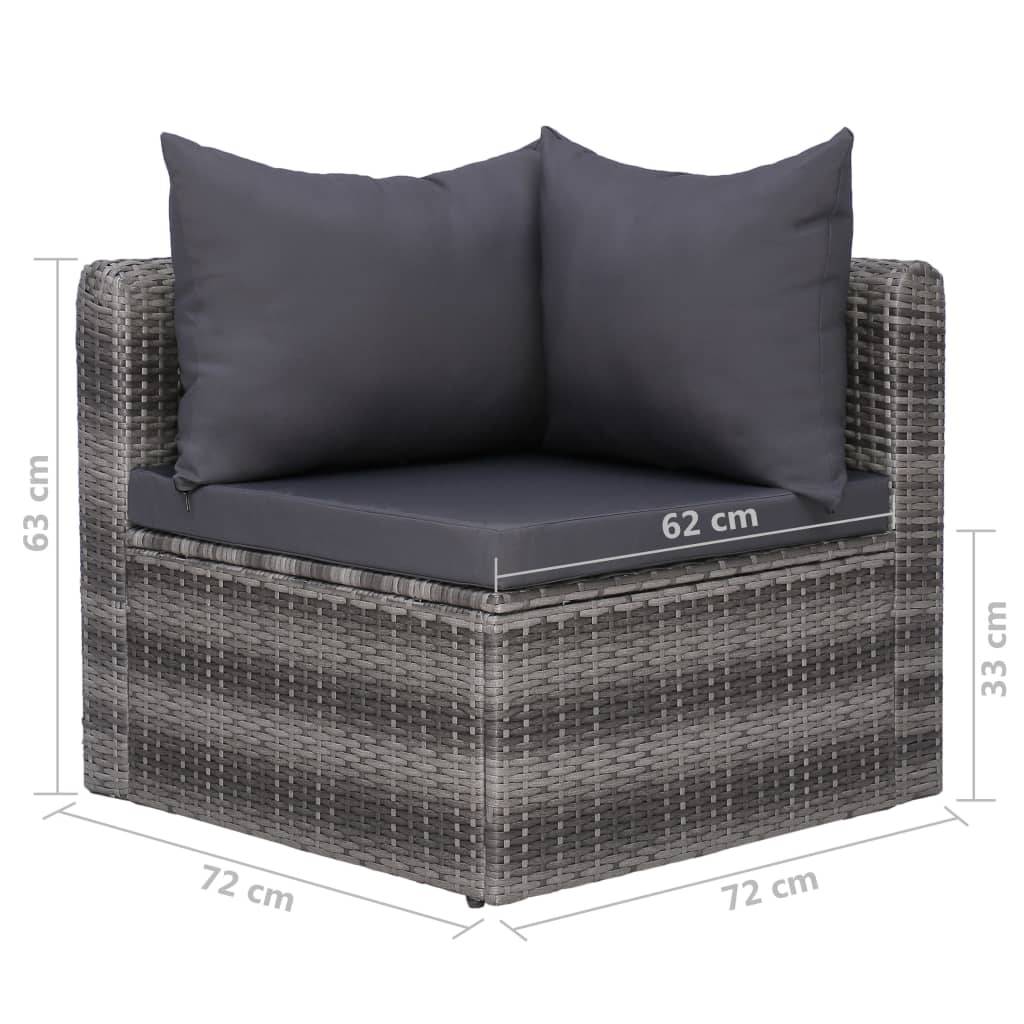 Helloshop26 - Salon de jardin meuble d'extérieur ensemble de mobilier 8 pièces avec coussins résine tressée gris - Imagen 7