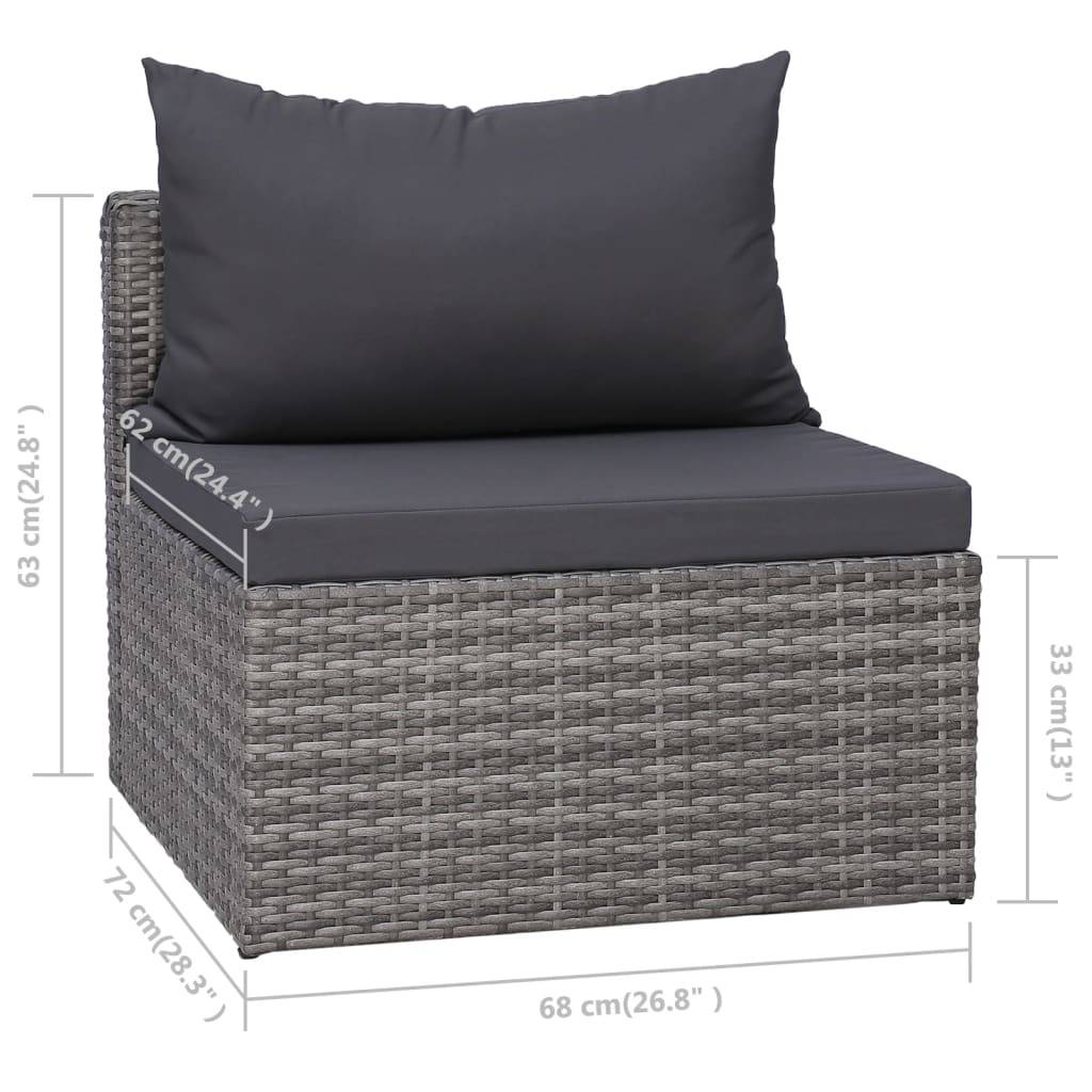 Helloshop26 - Salon de jardin meuble d'extérieur ensemble de mobilier 8 pièces avec coussins résine tressée gris - Imagen 8
