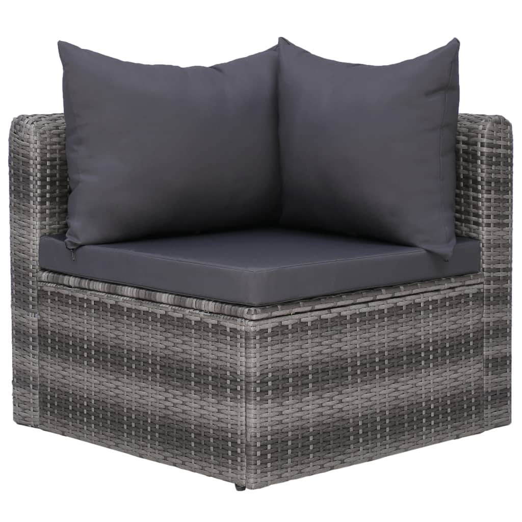 Helloshop26 - Salon de jardin meuble d'extérieur ensemble de mobilier 8 pièces avec coussins résine tressée gris - Imagen 4