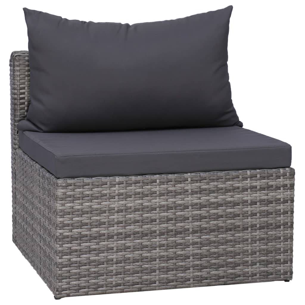 Helloshop26 - Salon de jardin meuble d'extérieur ensemble de mobilier 8 pièces avec coussins résine tressée gris - Imagen 6