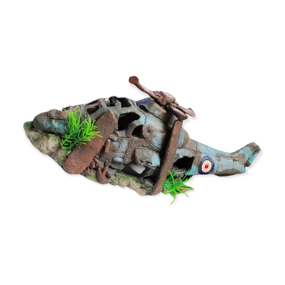 Hélicoptère AZUR, 38.5 x 13 x 15 cm, décoration aquarium. - Image 4