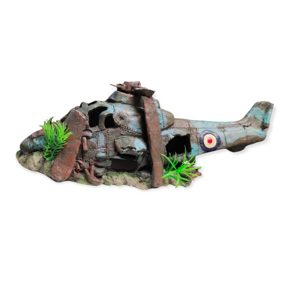 Hélicoptère AZUR, 38.5 x 13 x 15 cm, décoration aquarium. - Imagen 8