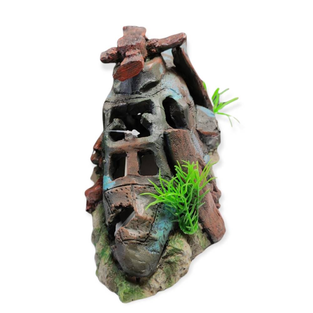 Hélicoptère AZUR, 38.5 x 13 x 15 cm, décoration aquarium. - Imagen 7