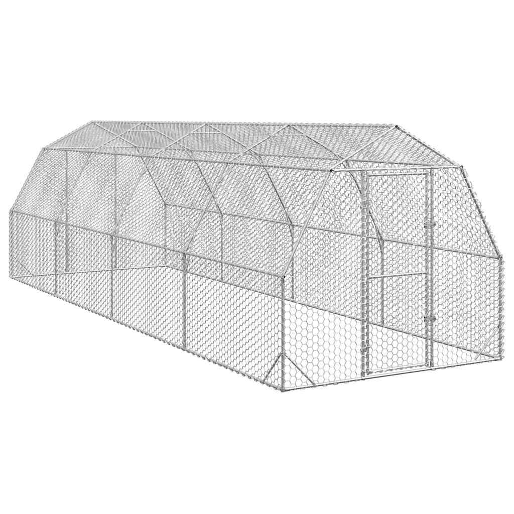 Enclos poulailler extérieur 20 m² acier galvanisé parc grillagé volailles Argent – ComfortXL Outdoor Living - Image 1