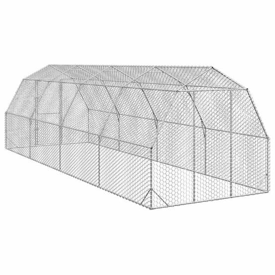 Enclos poulailler extérieur 20 m² acier galvanisé parc grillagé volailles Argent – ComfortXL Outdoor Living - Image 5