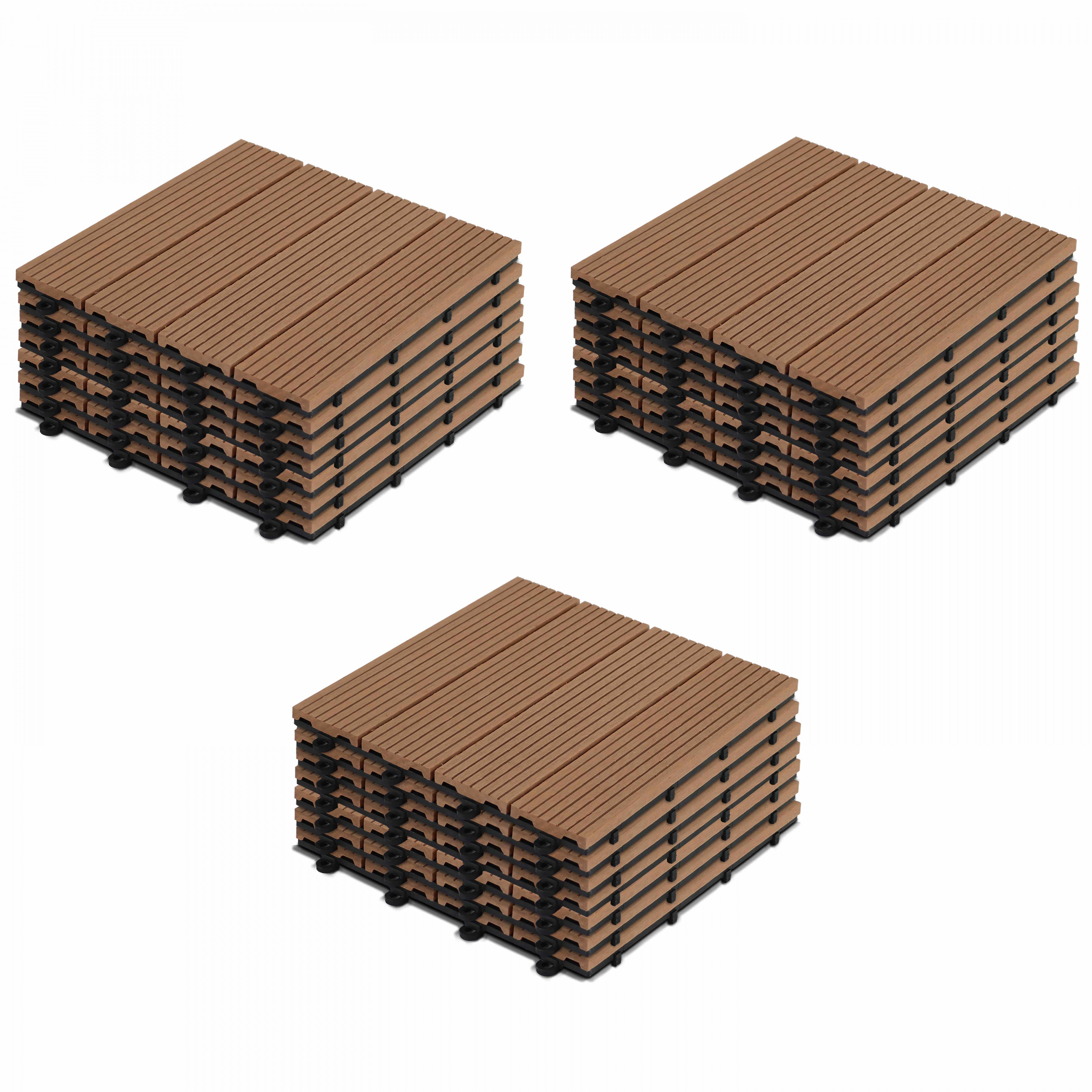 Oviala - Lot de 24 dalles clipsables bois synthétique marron Padang - Oviala - Imagen 1