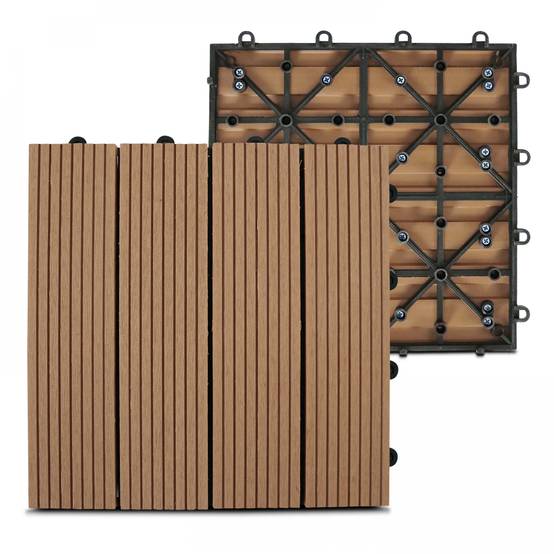 Oviala - Lot de 24 dalles clipsables bois synthétique marron Padang - Oviala - Imagen 3