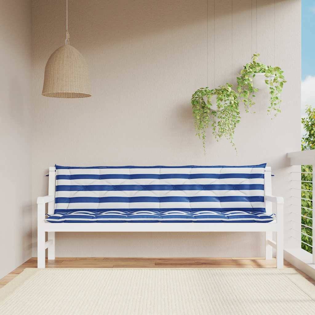 Coussins de banc de jardin lot de 2 | Coussins d'extérieur rayures bleues et blanches Maison Chic - Image 2