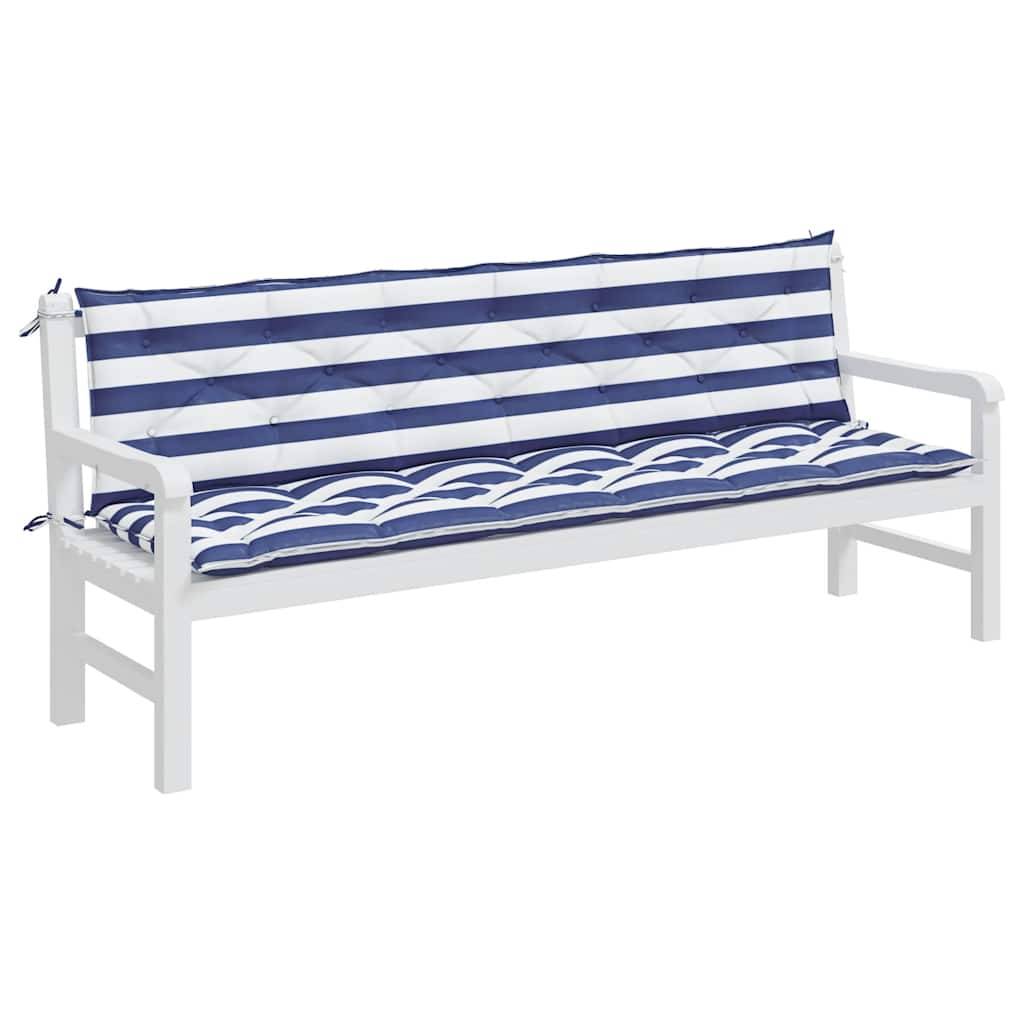 Coussins de banc de jardin lot de 2 | Coussins d'extérieur rayures bleues et blanches Maison Chic - Image 3