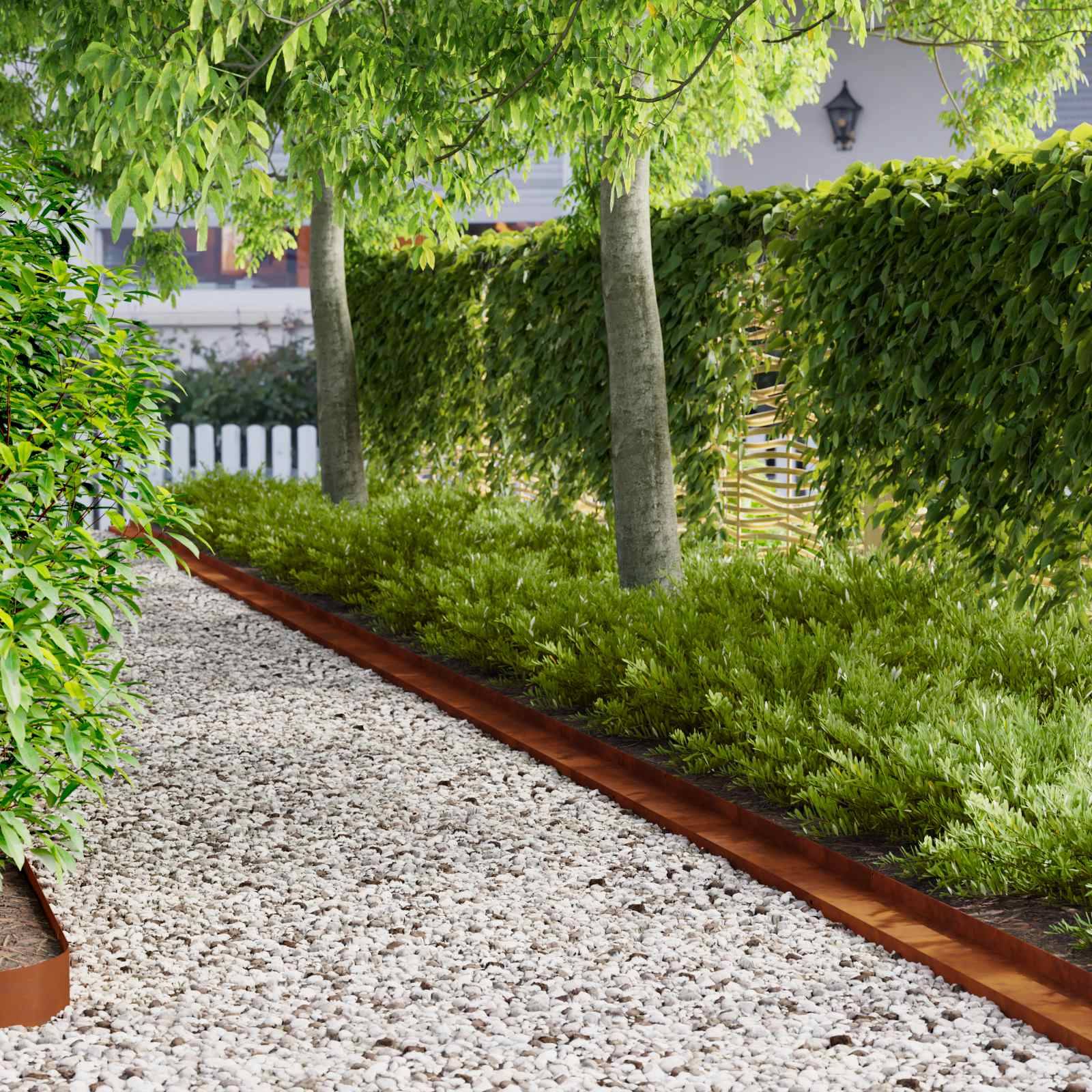 Bordure de jardin acier aménagement extérieur séparation 20 pcs 100x10x8 cm Marron rouille - ComfortXL Outdoor Living - Image 1