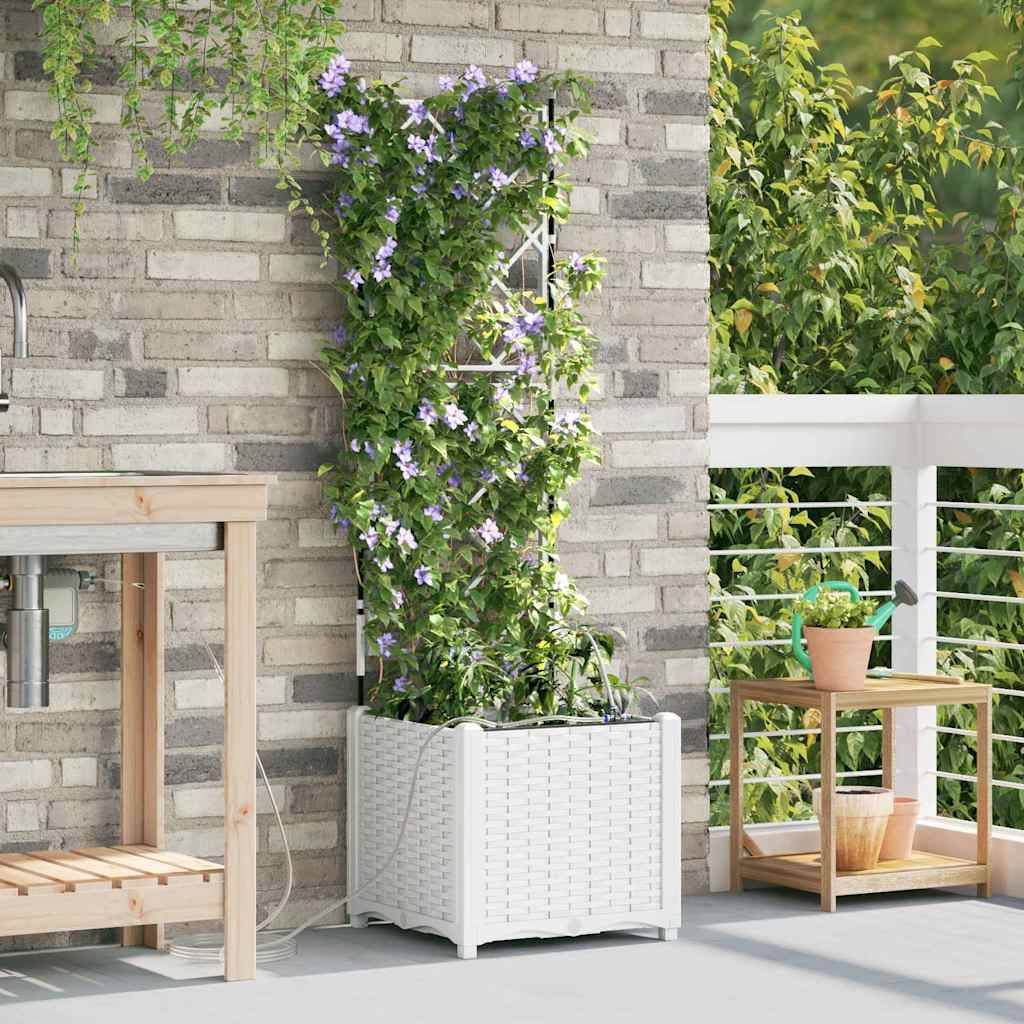 Cache-pot | Bac à fleurs de jardin Blanc 40 x 40 x 142 cm Acier - Image 2