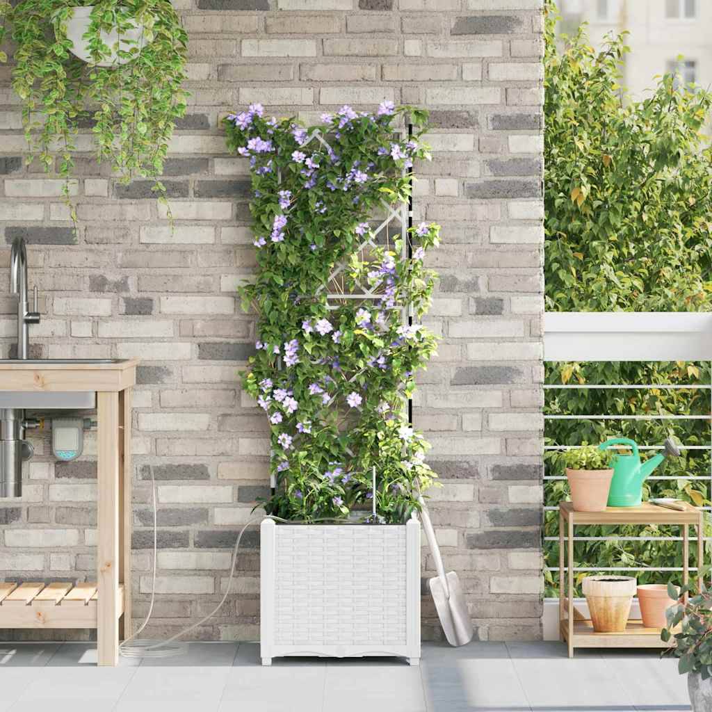 Cache-pot | Bac à fleurs de jardin Blanc 40 x 40 x 142 cm Acier - Image 3