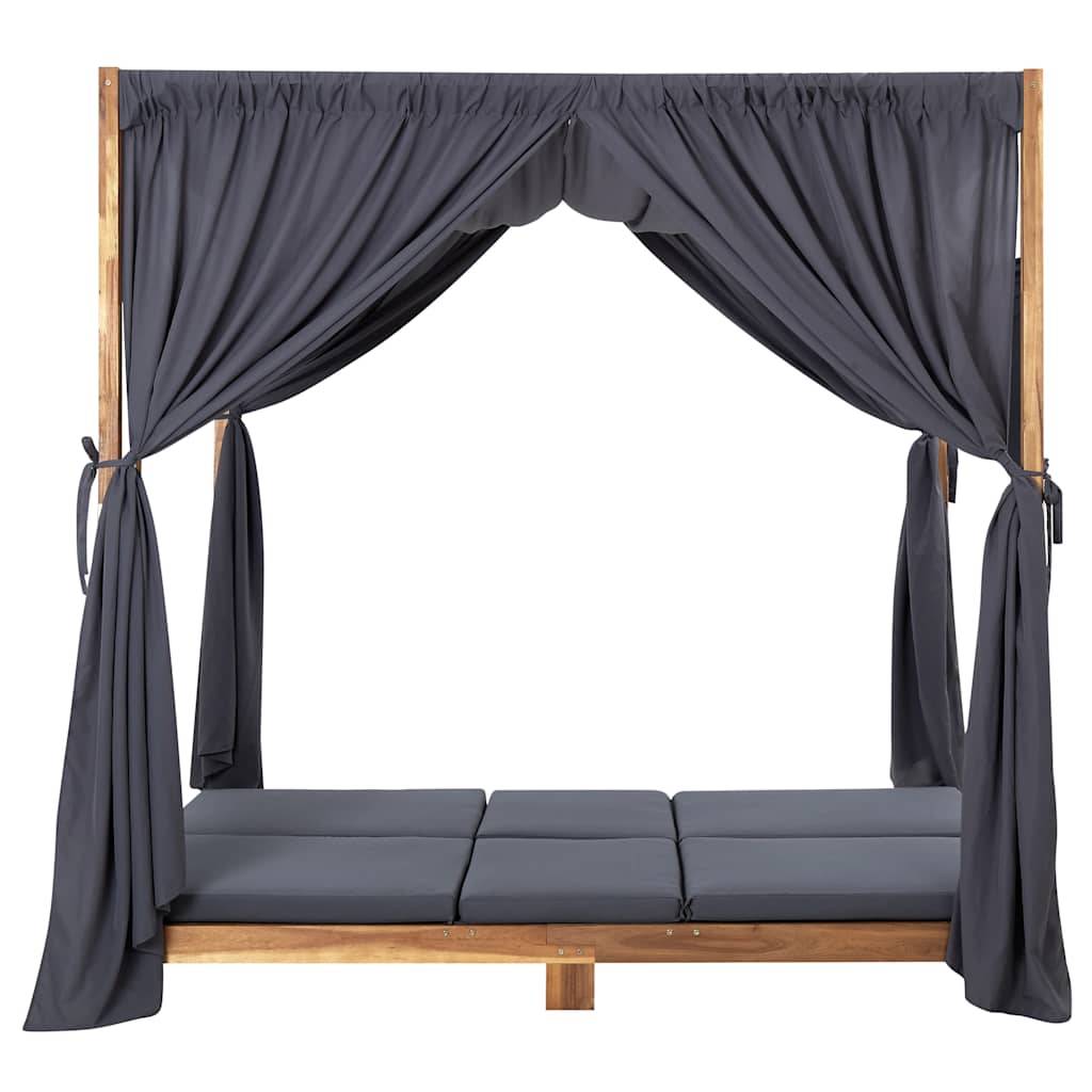 Vidaxl - Chaise longue double avec rideaux et coussins Bois d'acacia vidaXL 310319 - Imagen 6