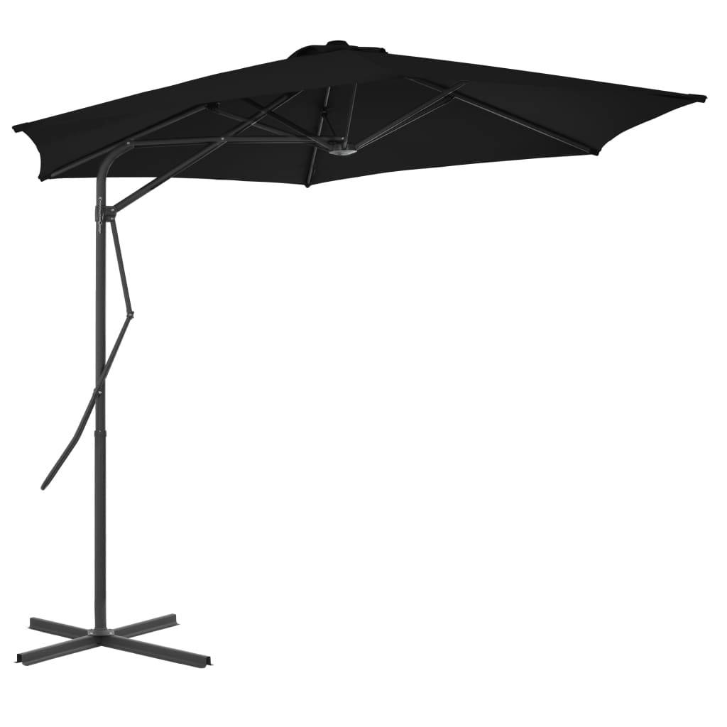 Helloshop26 - Parasol d'extérieur avec mât en acier 300 x 230 cm noir - Imagen 1