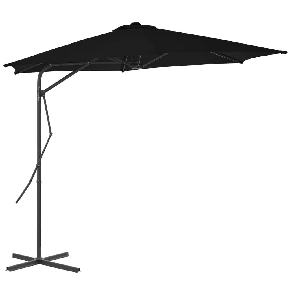 Helloshop26 - Parasol d'extérieur avec mât en acier 300 x 230 cm noir - Imagen 2