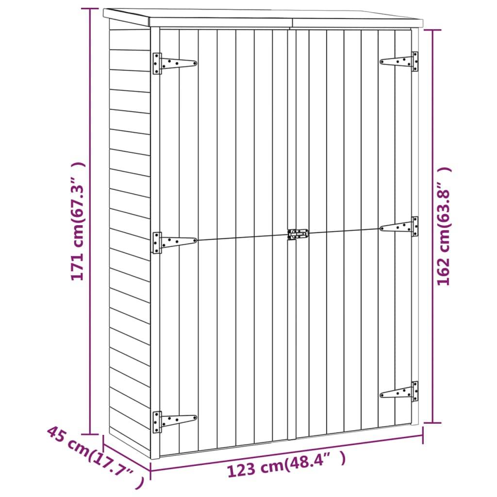 Helloshop26 - Abri de jardin cabane cabanon maison de stockage remise extérieur hangar outils robuste 123 x 45 x 171 cm Bois de pin imprégné marron - Imagen 6