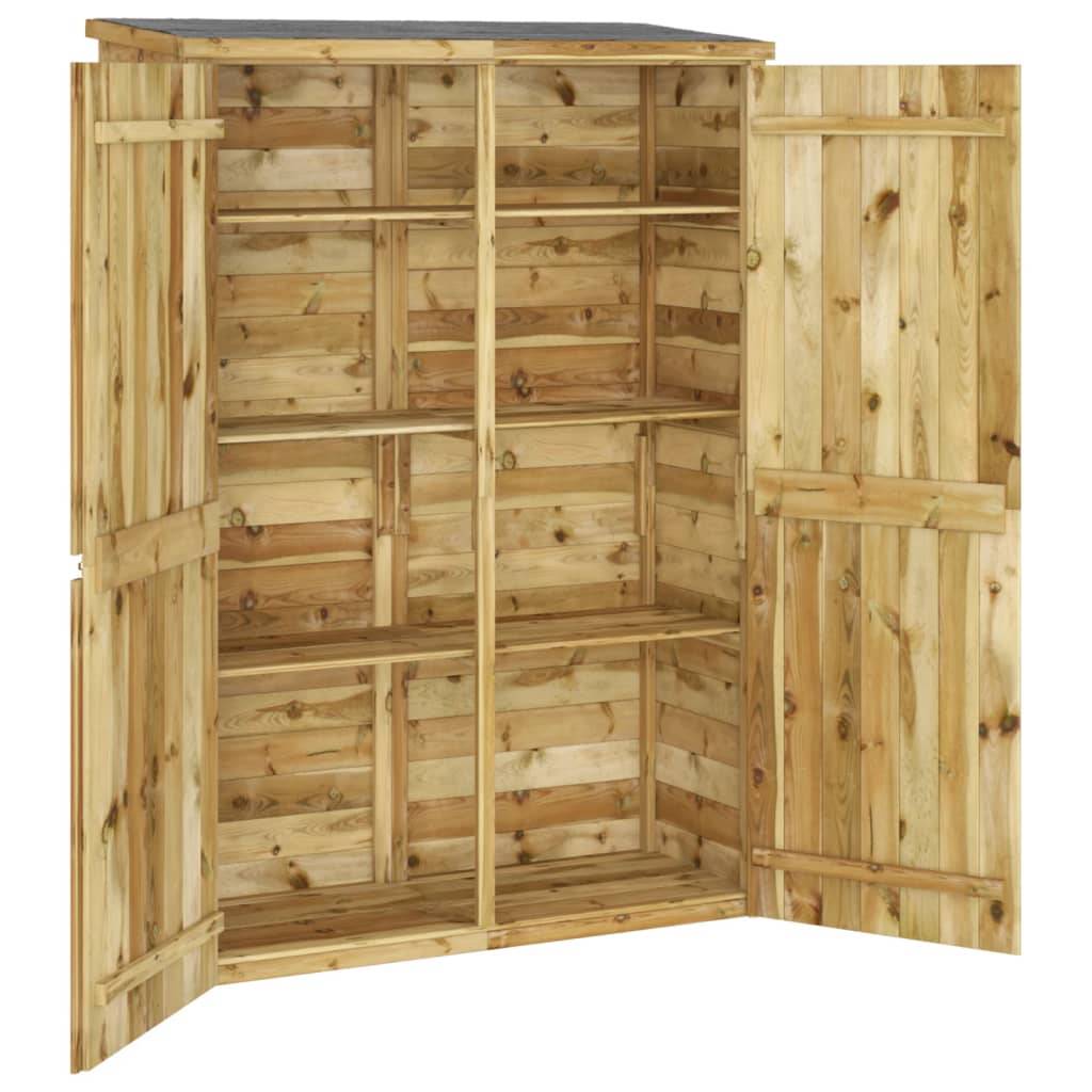 Helloshop26 - Abri de jardin cabane cabanon maison de stockage remise extérieur hangar outils robuste 123 x 45 x 171 cm Bois de pin imprégné marron - Imagen 3