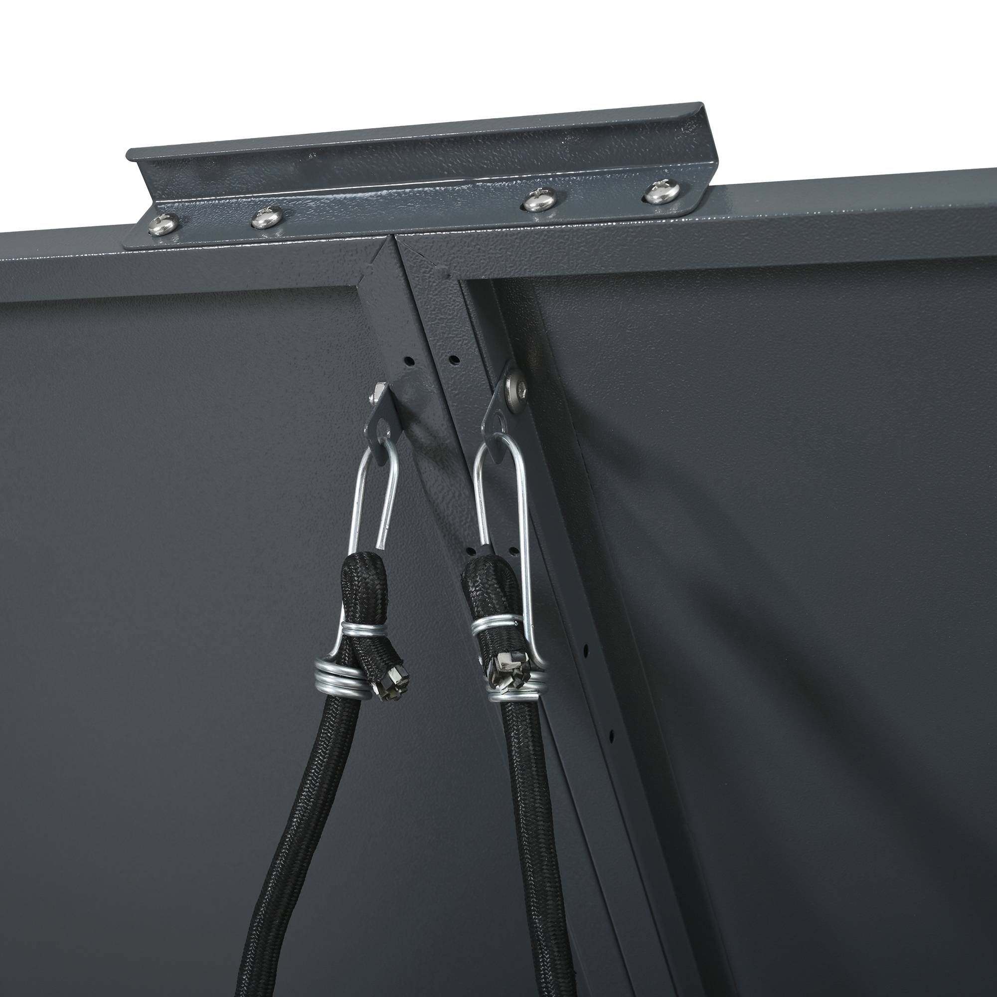 Cache-poubelle double Acier galvanisé Extérieur Ouverture vérin 132x80x118cm Gris Bois - ComfortXL Outdoor Living - Image 10