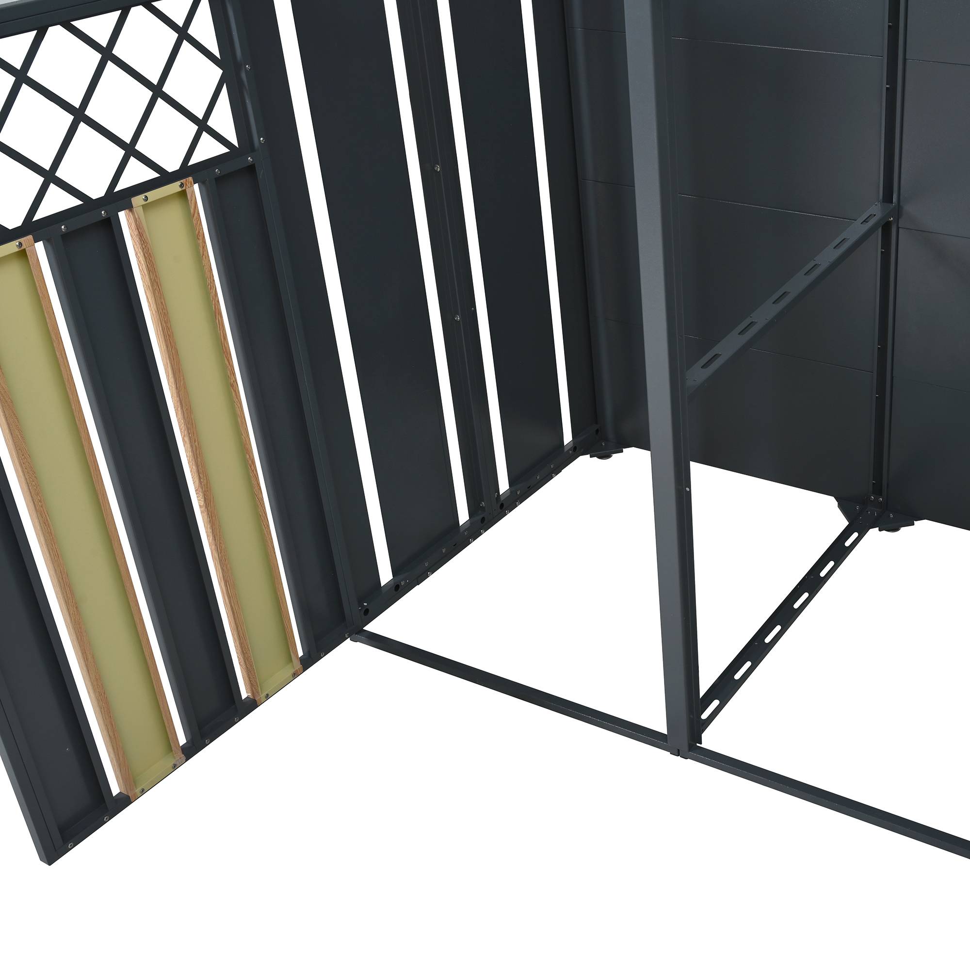 Cache-poubelle double Acier galvanisé Extérieur Ouverture vérin 132x80x118cm Gris Bois - ComfortXL Outdoor Living - Image 7
