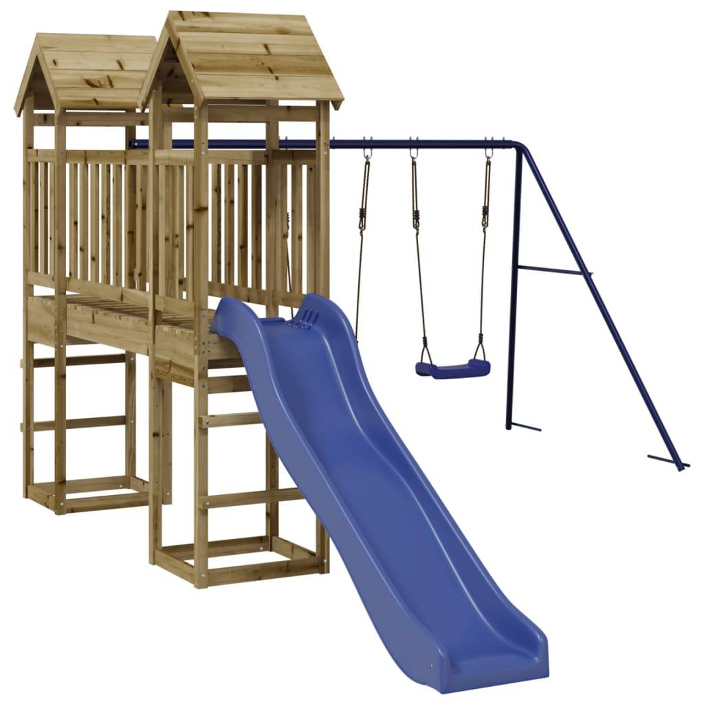 Helloshop26 - Aire de jeux d'extérieur balançoires toboggan portiques robuste jeux jardin 308 x 461 x 207 cm bois de pin imprégné - Imagen 1