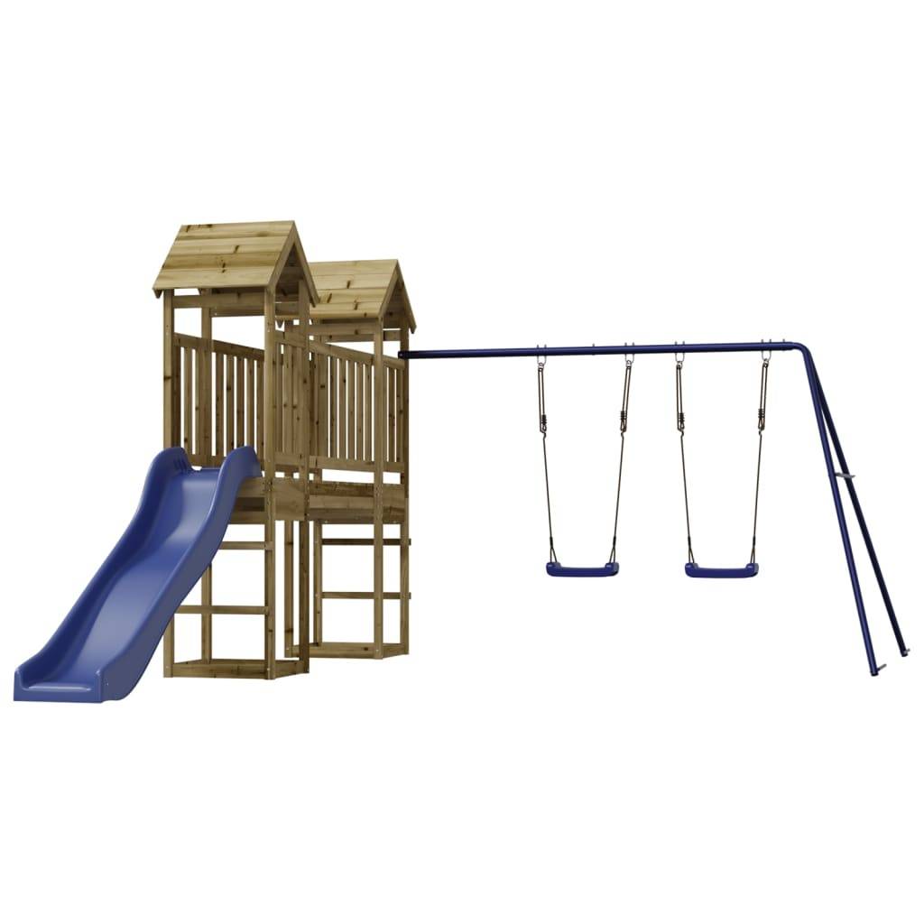 Helloshop26 - Aire de jeux d'extérieur balançoires toboggan portiques robuste jeux jardin 308 x 461 x 207 cm bois de pin imprégné - Imagen 2