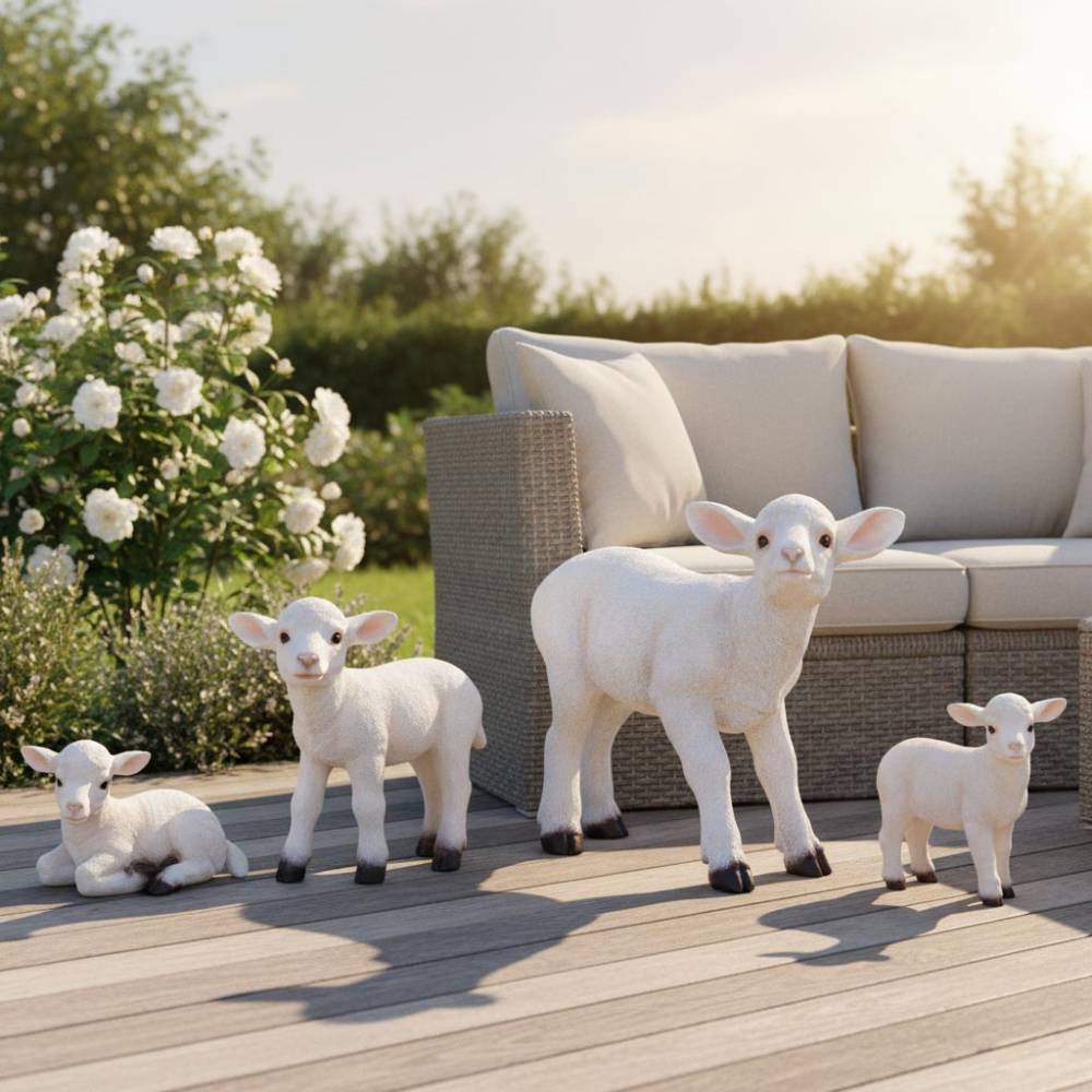 Farmwood Animals - Agneau blanc en résine Debout - 35 x 13,5 x 31 cm - Imagen 2