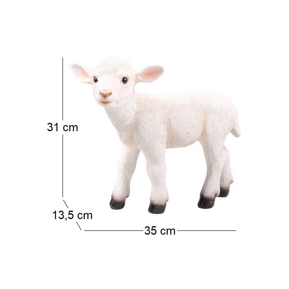 Farmwood Animals - Agneau blanc en résine Debout - 35 x 13,5 x 31 cm - Imagen 3