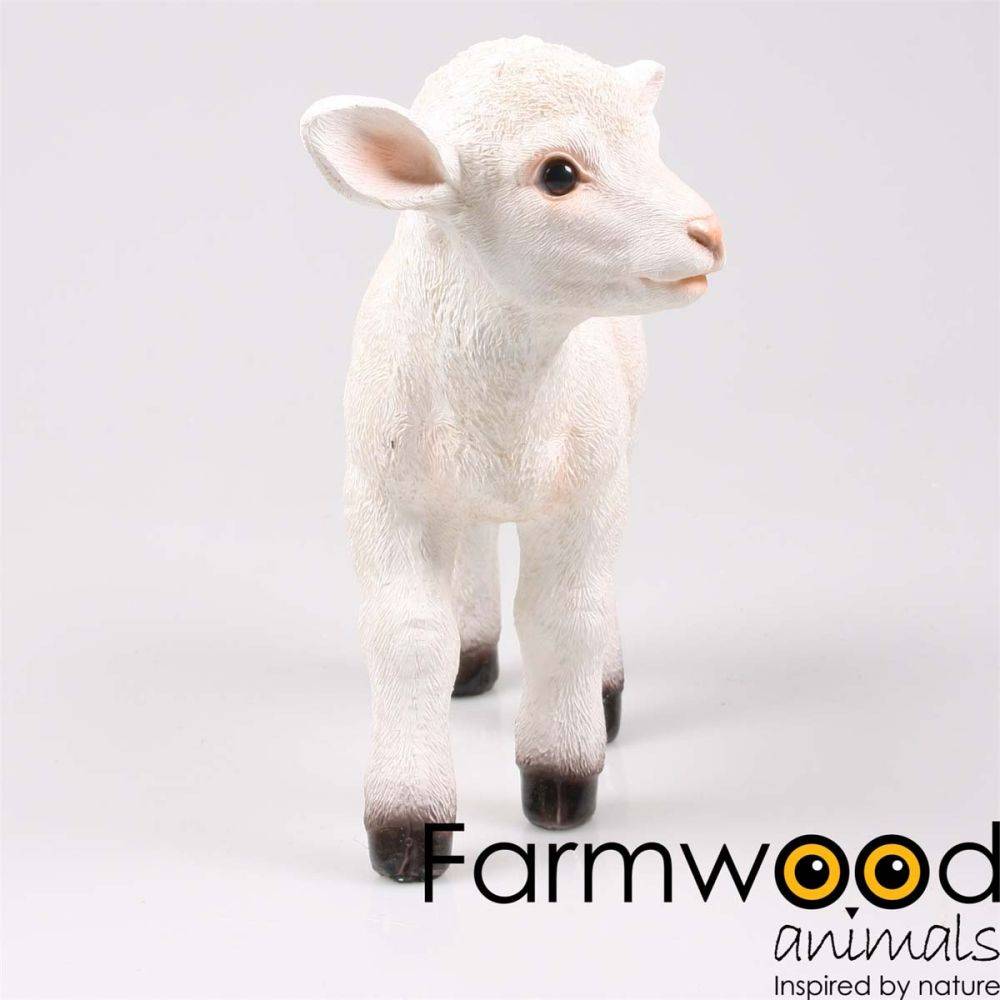 Farmwood Animals - Agneau blanc en résine Debout - 35 x 13,5 x 31 cm - Imagen 4