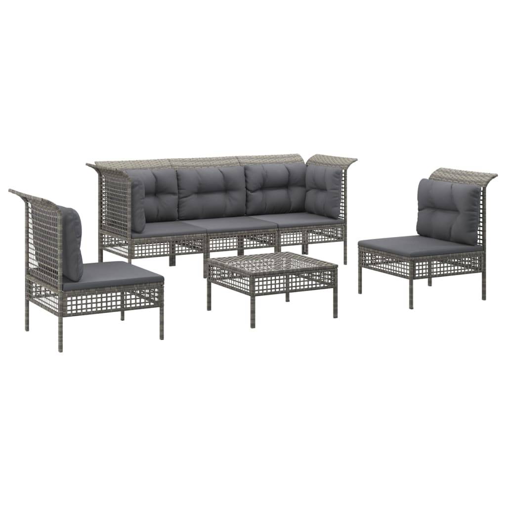Helloshop26 - Salon de jardin meuble d'extérieur ensemble de mobilier 6 pièces avec coussins gris résine tressée - Imagen 1
