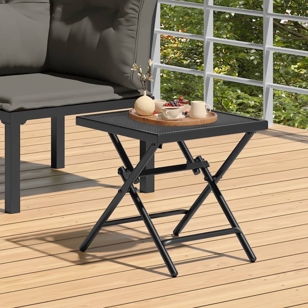 ComfortXL - Table d'Appoint Pliante Carrée 38cm en Acier Maille Anthracite, Parfaite pour Balcon ou comme Bout de Canapé – ComfortXL Outdoor Living - Image 1
