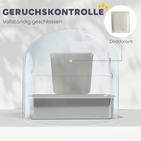 Maison de toilette chat acier inoxydable grand espace anti-odeur 60x40cm gris - ComfortXL Outdoor Living - Image 6