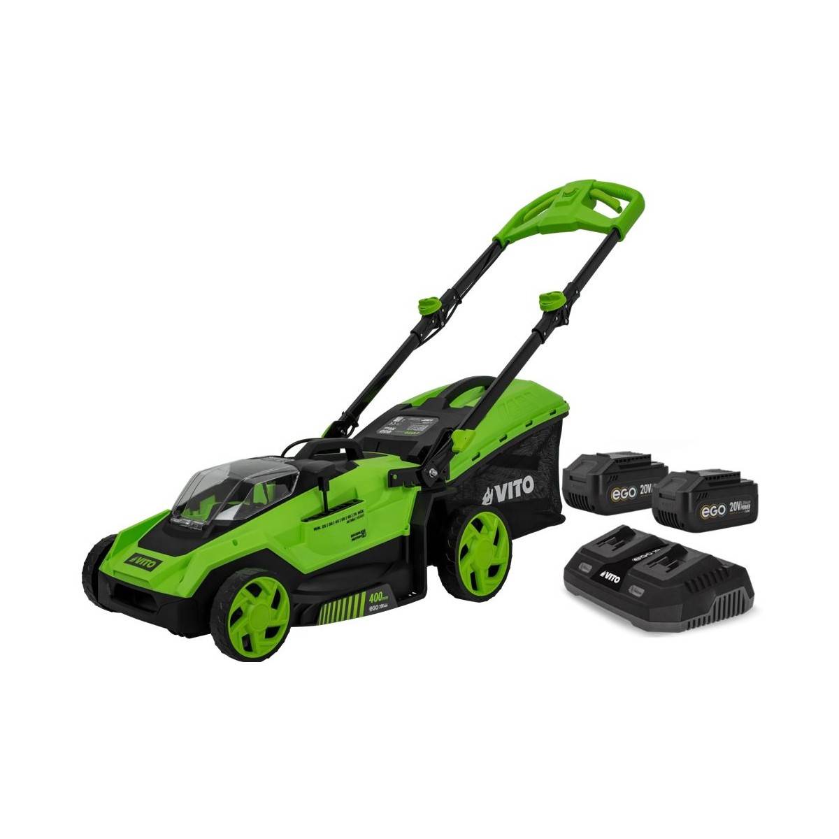 Tondeuse à gazon 40V -2 Batteries lithium 2.0Ah Chargeur Double Moteur Brushless Gazon 500m2 VITO - Imagen 1