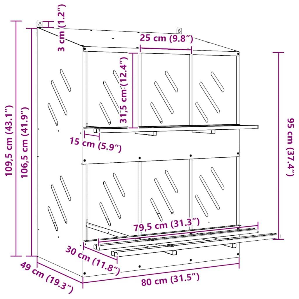 Pondoir à Poules 6 Compartiments en Métal Nichoir de Ponte Double Étage – ComfortXL Outdoor Living - Image 10