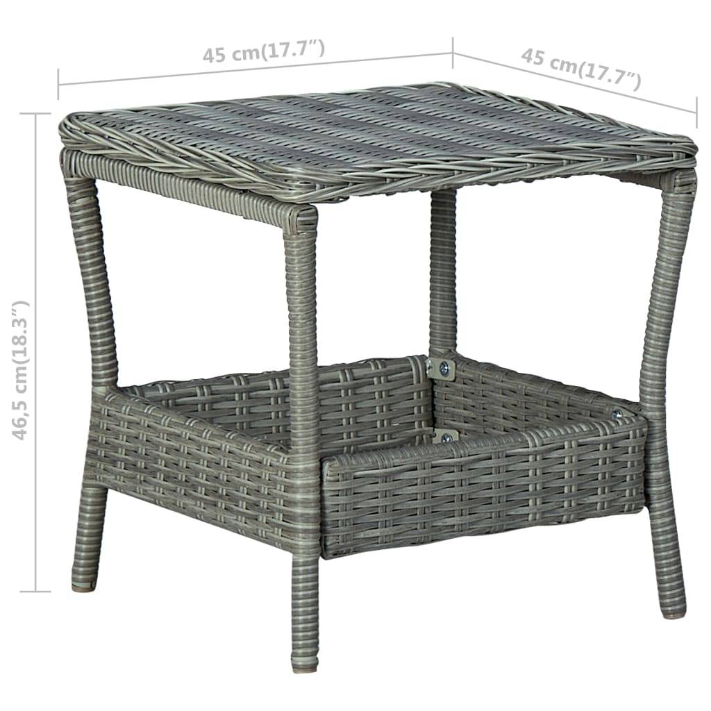 Vidaxl - Table de jardin Gris clair 45x45x46,5 cm Résine tressée vidaXL 313307 - Imagen 3