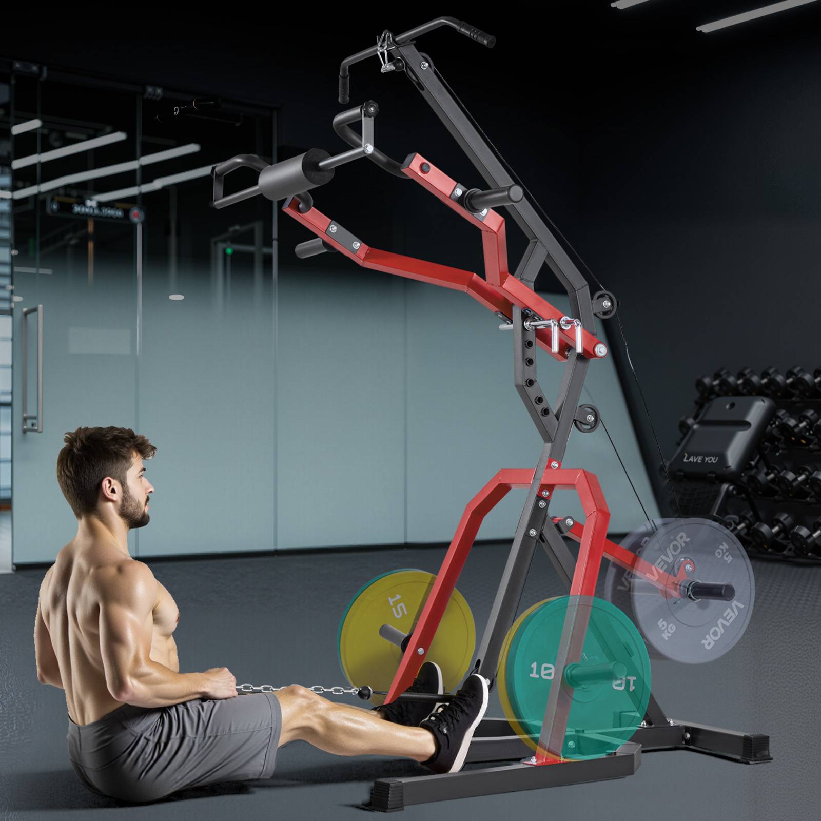 Vevor - VEVOR station de musculation à levier pour squats, tirage latéral et poulie basse 2:1, entraînement complet du corps à domicile - Image 8