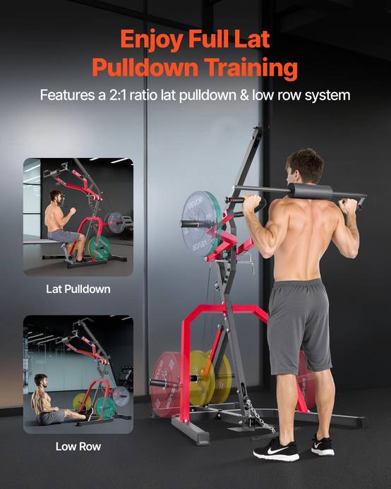 Vevor - VEVOR station de musculation à levier pour squats, tirage latéral et poulie basse 2:1, entraînement complet du corps à domicile - Image 2