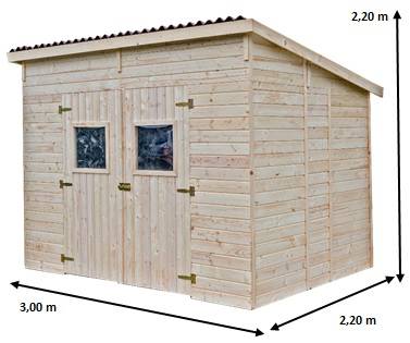 Habrita - Abri Panneau bois massif toit mono pente sans plancher / 16 mm / surface extérieure : 6,60 m2 / toiture plaques ondulées plus grande longévité - Imagen 5