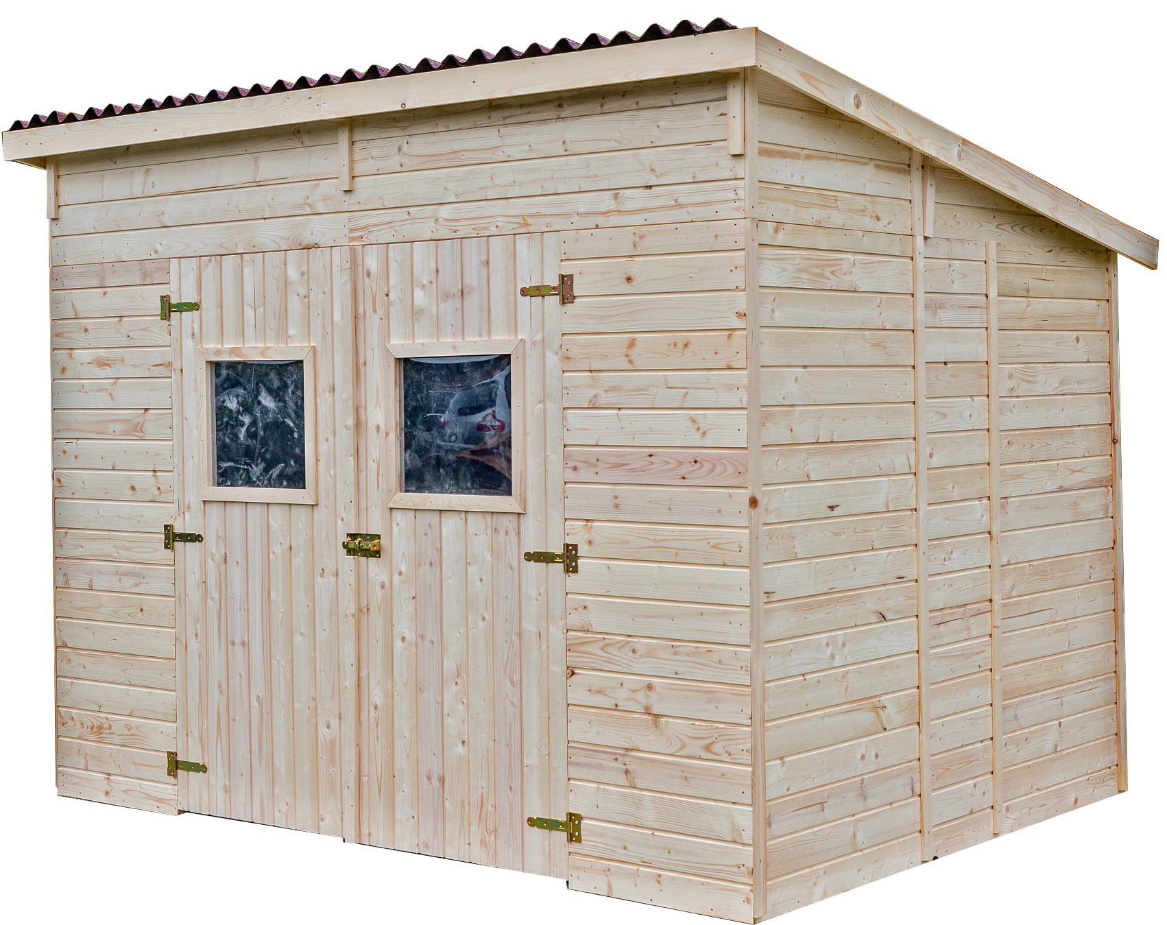 Habrita - Abri Panneau bois massif toit mono pente sans plancher / 16 mm / surface extérieure : 6,60 m2 / toiture plaques ondulées plus grande longévité - Imagen 4