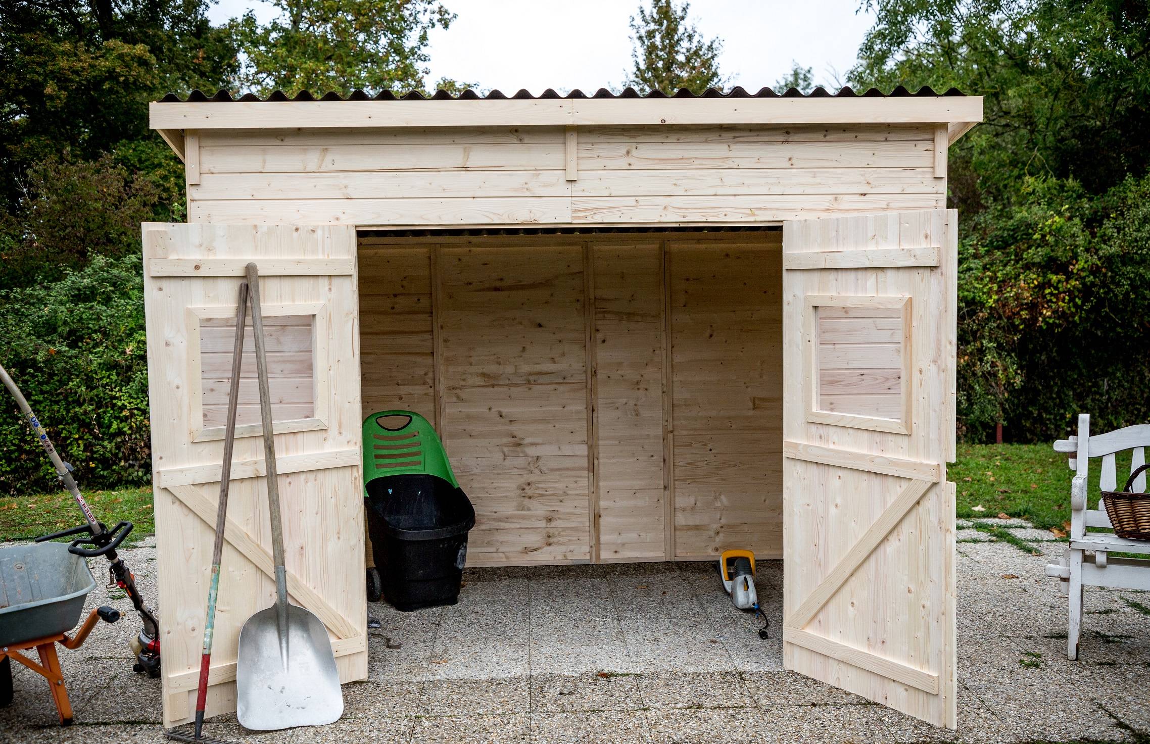 Habrita - Abri Panneau bois massif toit mono pente sans plancher / 16 mm / surface extérieure : 6,60 m2 / toiture plaques ondulées plus grande longévité - Imagen 3