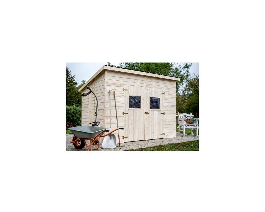 Habrita - Abri Panneau bois massif toit mono pente sans plancher / 16 mm / surface extérieure : 6,60 m2 / toiture plaques ondulées plus grande longévité - Imagen 6