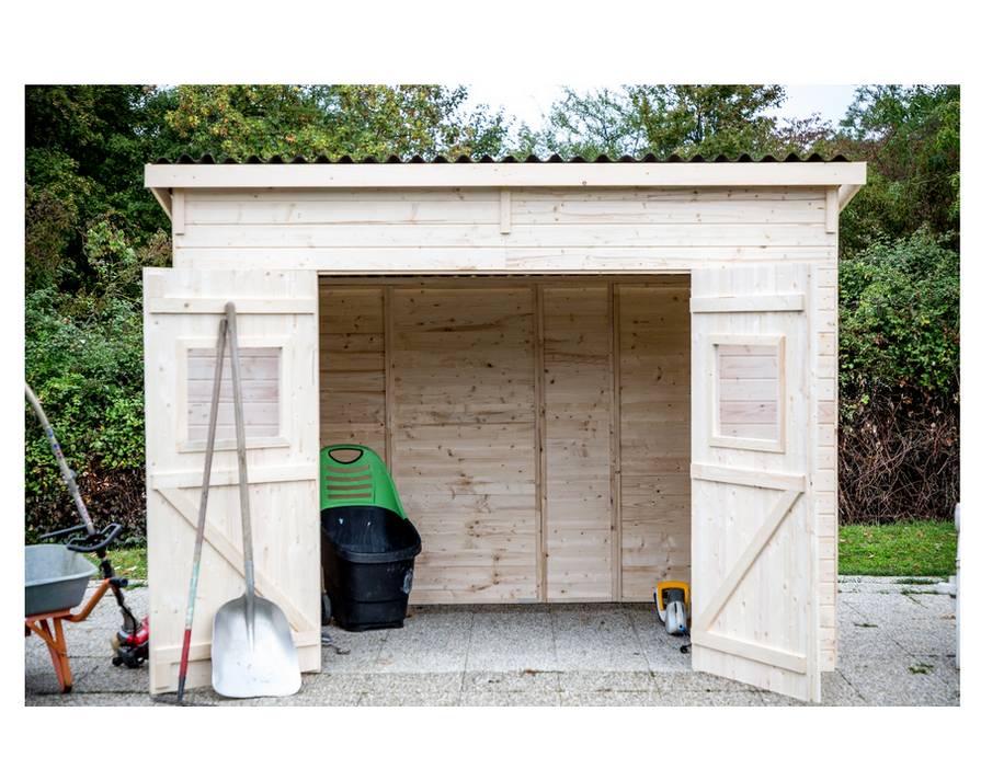 Habrita - Abri Panneau bois massif toit mono pente sans plancher / 16 mm / surface extérieure : 6,60 m2 / toiture plaques ondulées plus grande longévité - Imagen 7