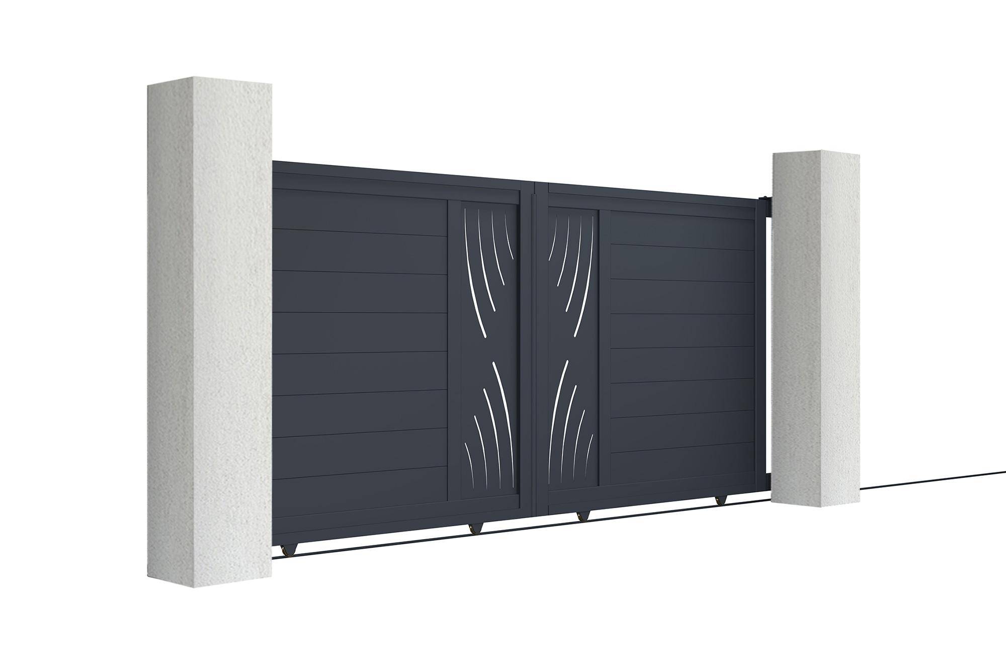 Casanoov Portail coulissant 3 m VELETA H.140 cm aluminium gris - Image 3