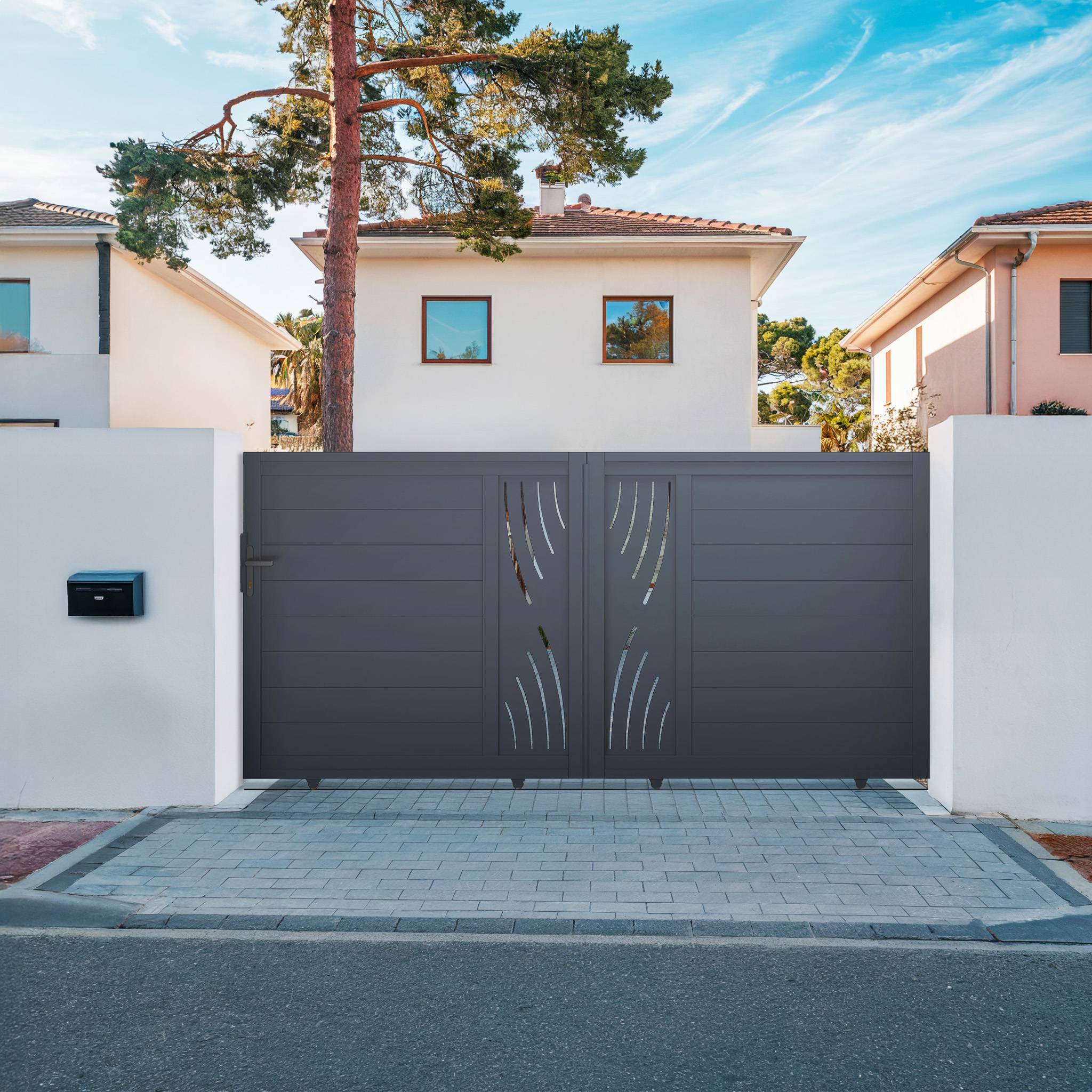 Casanoov Portail coulissant 3 m VELETA H.140 cm aluminium gris - Image 4