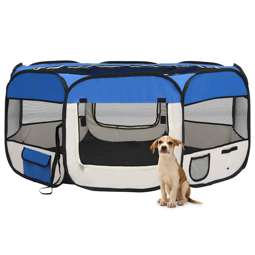 Vidaxl - Parc pliable pour chien avec sac de transport Bleu 145x145x61cm vidaXL 171016 - Image 1