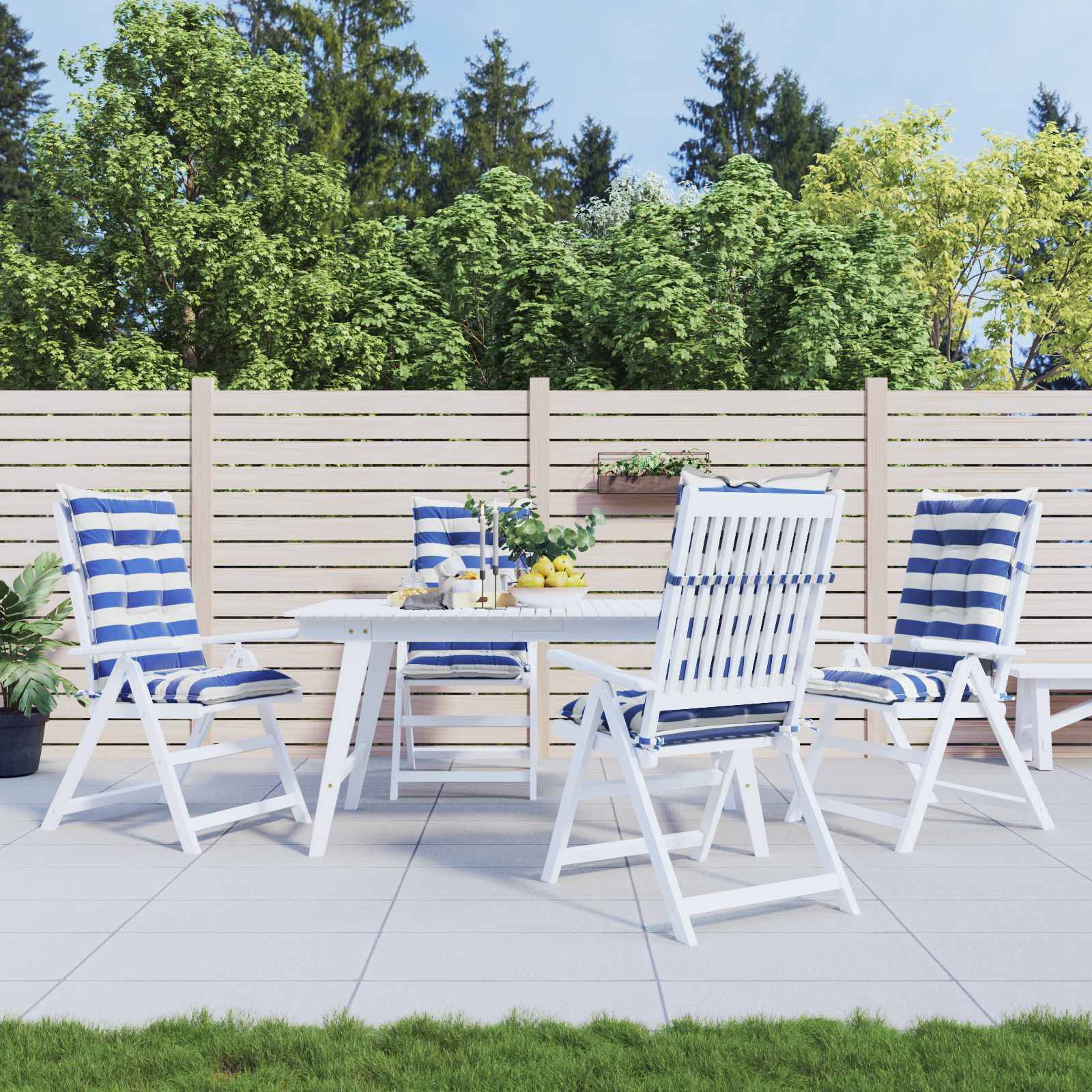 Coussins d'extérieur tissu bleu et blanc 120 x 50 x 7 cm, poids:6.9kg - PANGIVO - Image 1
