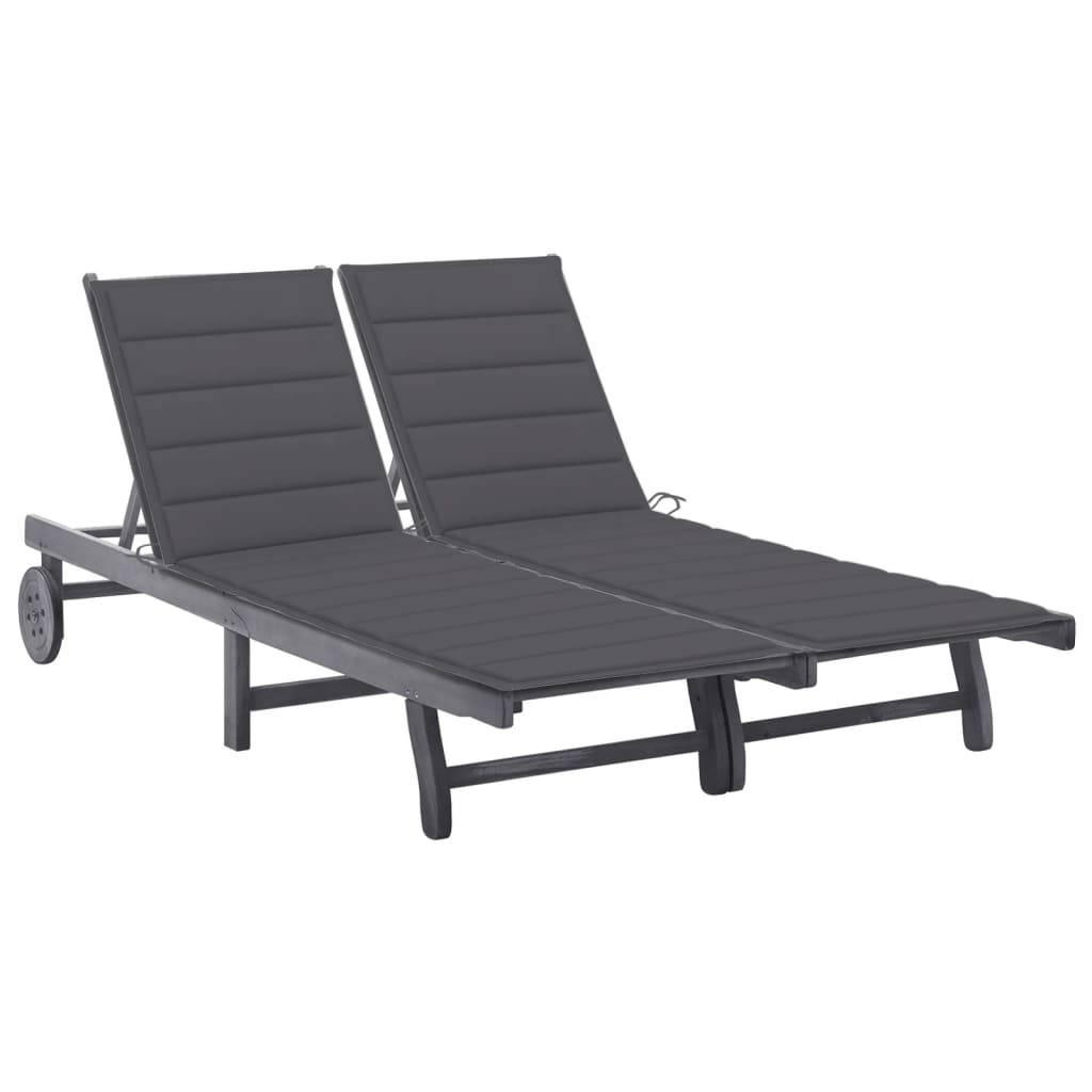 Vidaxl - Chaise longue de jardin 2 places avec coussin Gris Acacia vidaXL 3061389 - Image 1